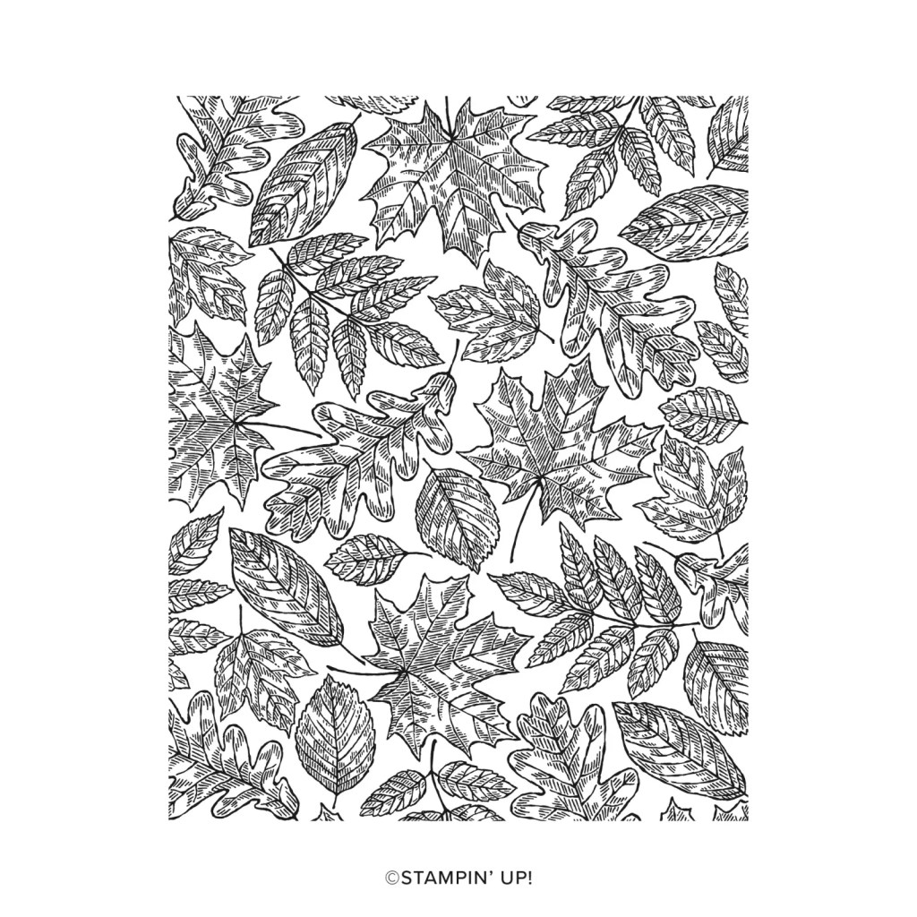 Black and white illustration of various autumn leaves arranged in a repeating pattern.