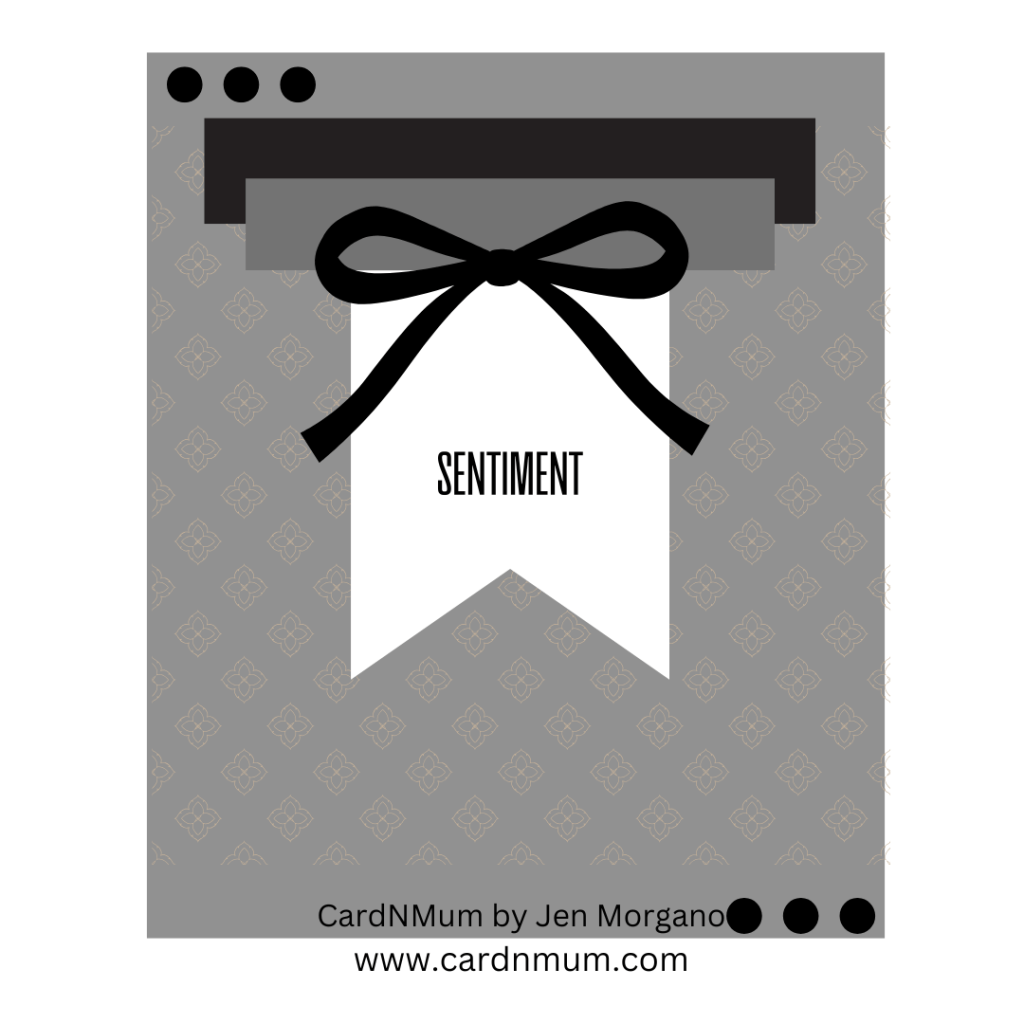 A graphic design featuring a gray background with a decorative pattern. The design has a central white banner with the word 'SENTIMENT' in bold black text and a black bow at the top. The bottom includes a website credit.