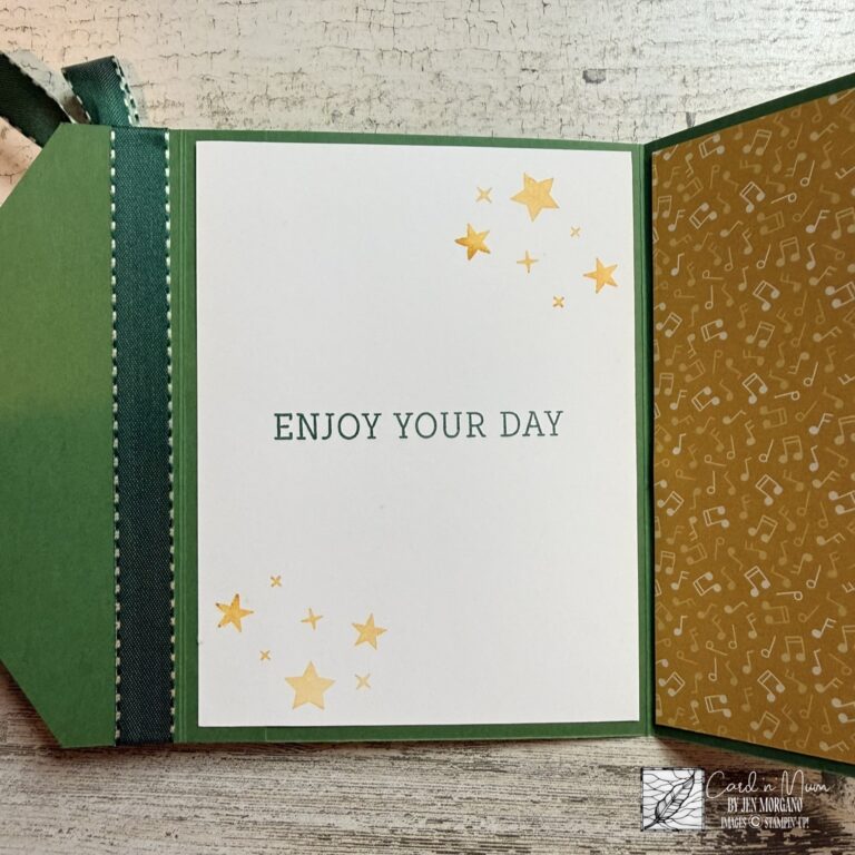 handmade card interior with star accents and clean white writing space